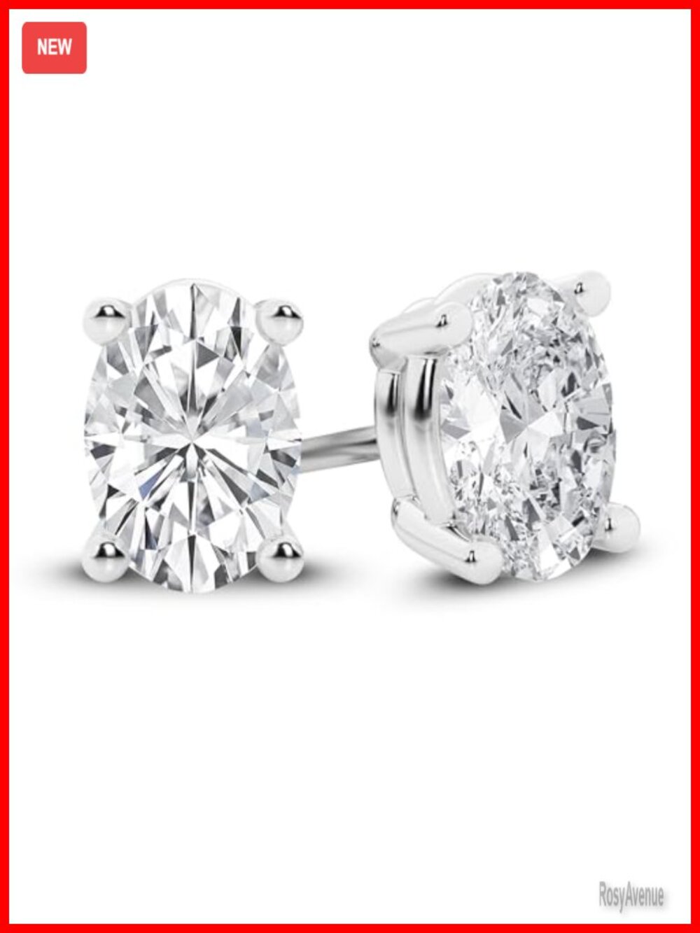 Lab Grown Diamond Stud Earrings 14K White Gold Screw Back